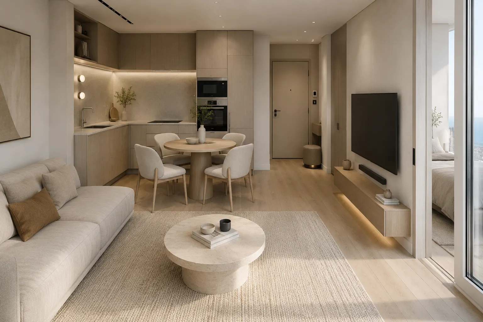 Proposed renovation concept — living room and kitchen