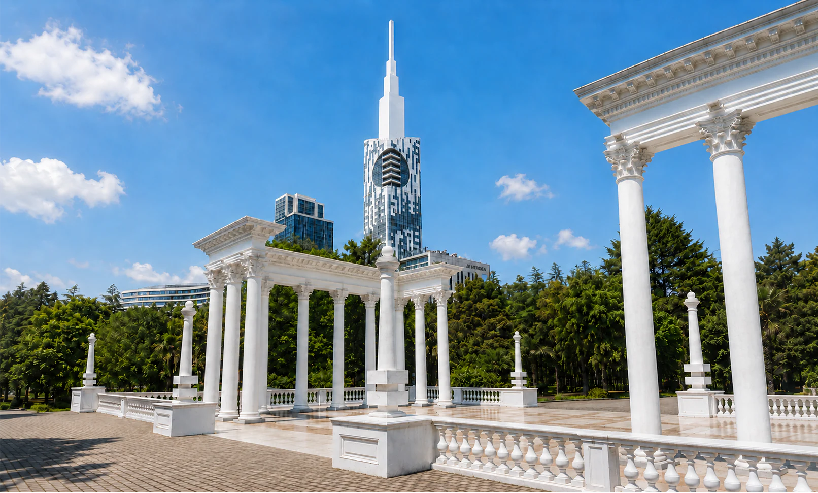 Batumi Boulevard colonnade and city skyline